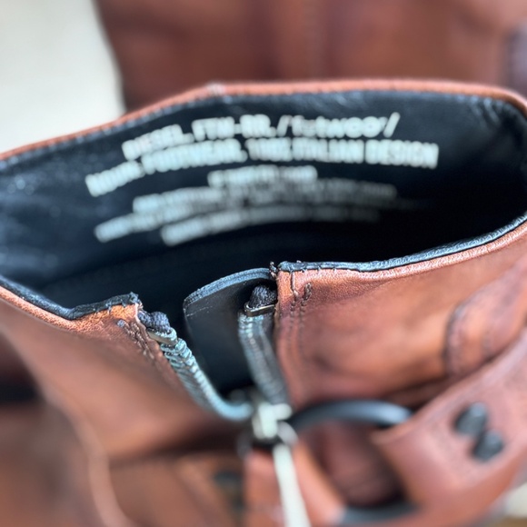 Diesel D Flamingo Italian leather brown boots size 7/37 - Picture 12 of 14